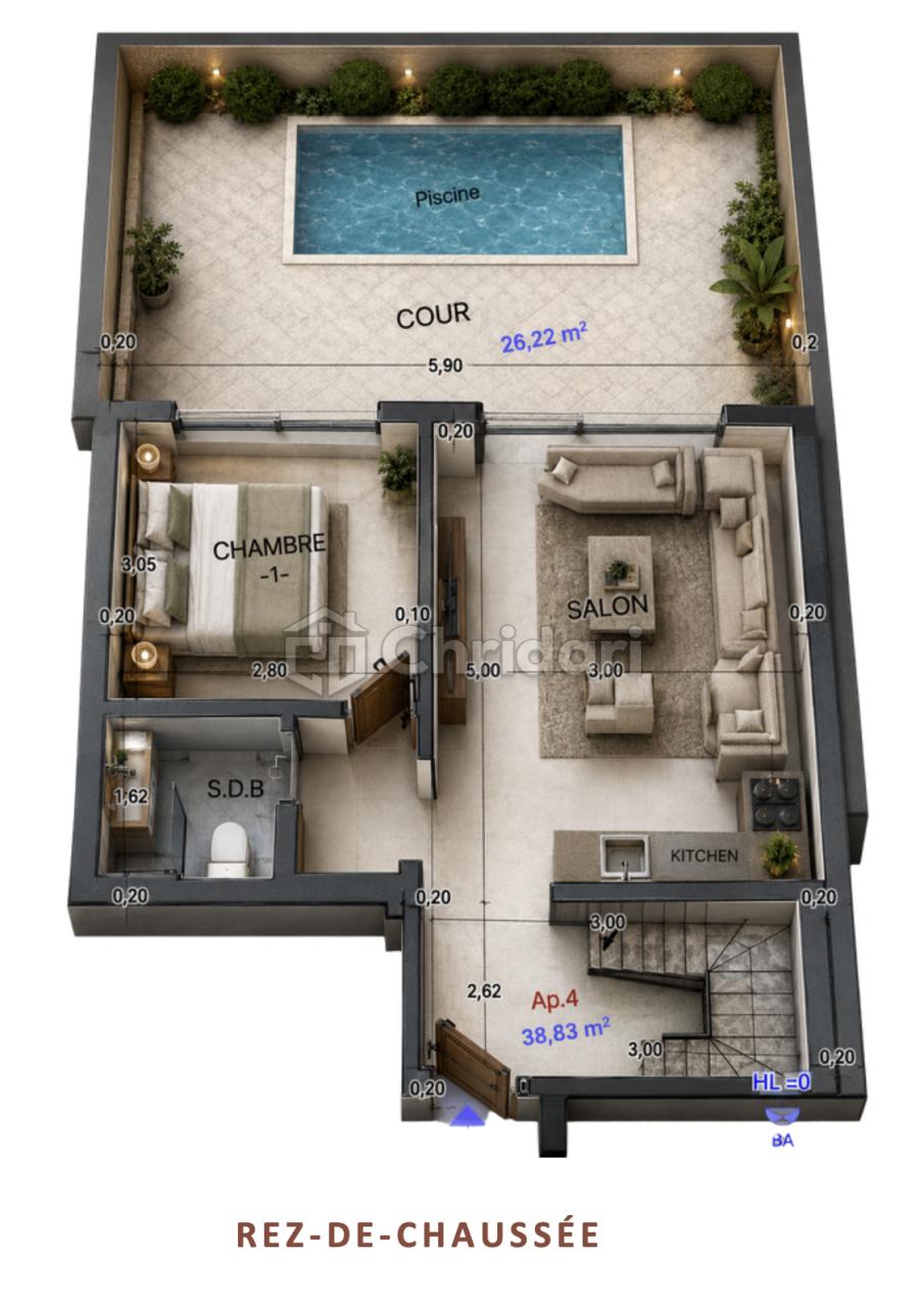 Duplex haut standing avec piscine privée à Marrakech