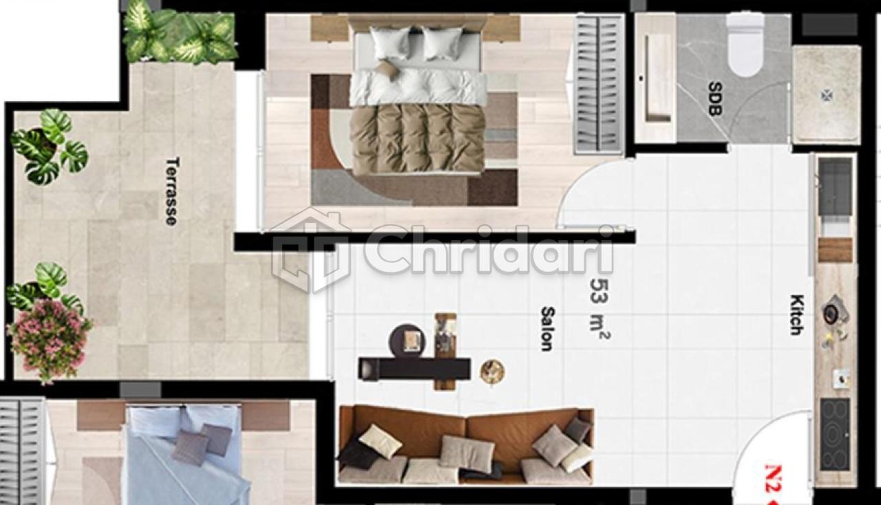 Luxury studio in Rouidate