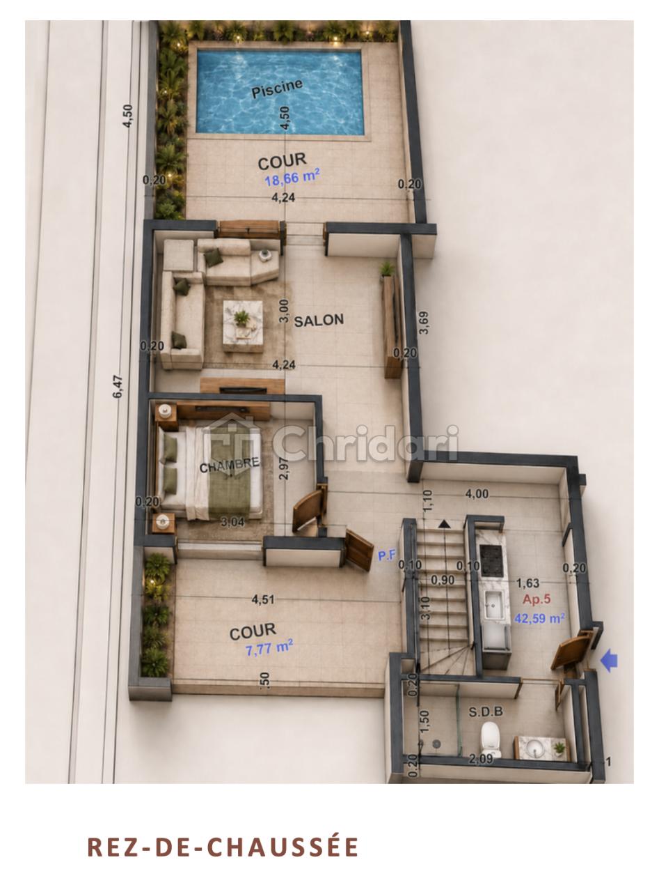 High-end duplex with private pool in Victor Hugo, Marrakech