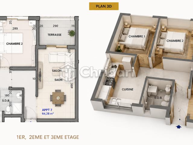 Appartement haut standing de 2 chambres à vendre à Marrakech